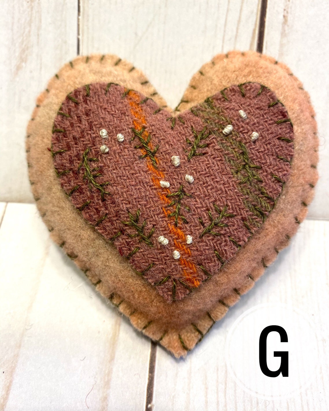 Mini Heart Pillow Handmade Wool Appliqué Valentines Day Etsy