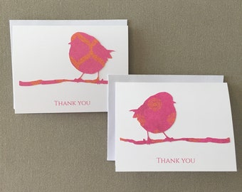 Thank You Card Set Thank You Notecards Set of 8 Blank Bird Thank You Note Cards Bird Silhouette Thank You Cards