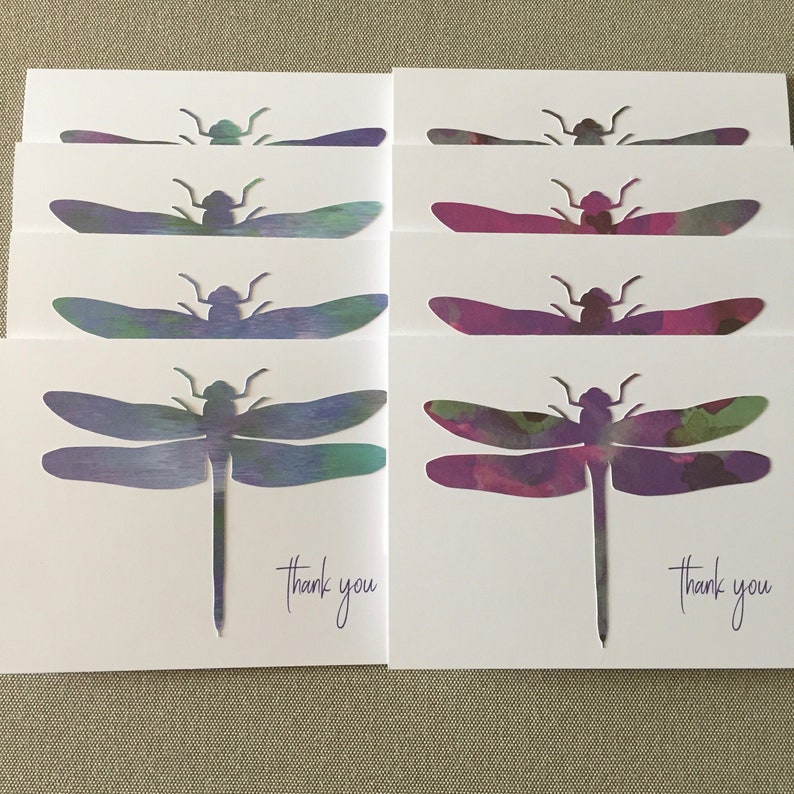 Set of 8 Thank You Card Set Blank Dragonfly Thank You Note Cards Thank You Notecards Dragonfly Thank You Cards