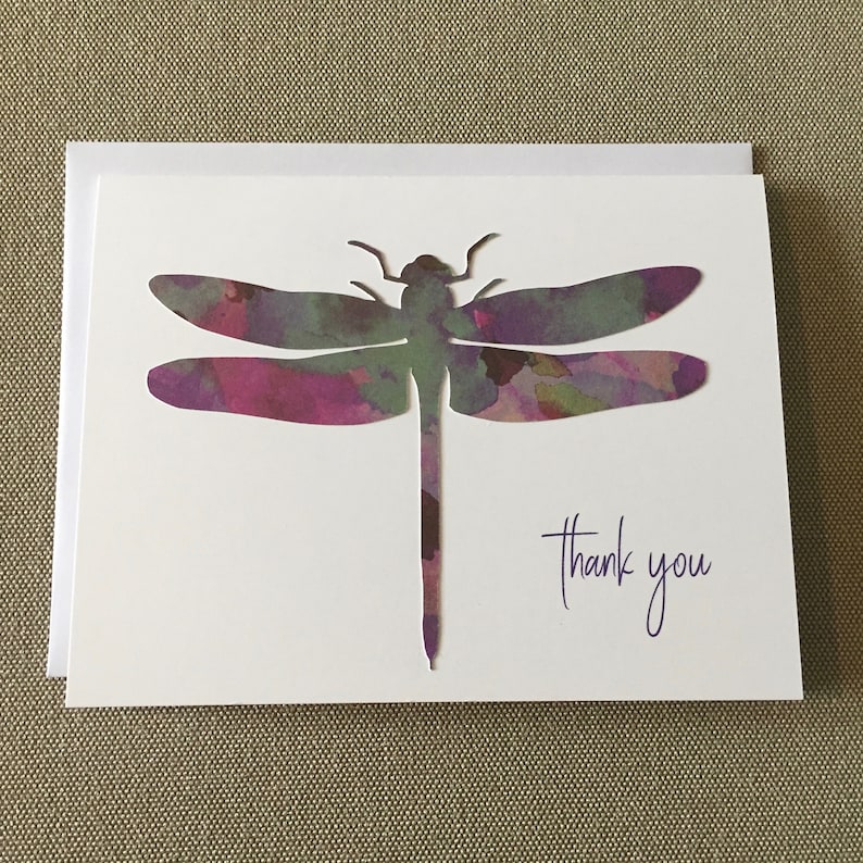 Set of 8 Thank You Card Set Blank Dragonfly Thank You Note Cards Thank You Notecards Dragonfly Thank You Cards