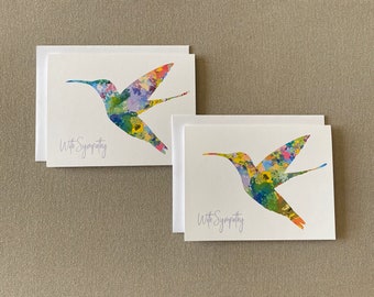 Colorful Hummingbird Sympathy Cards, Blank Hummingbird Sympathy Note Cards, Condolence Card Set, Set of 10