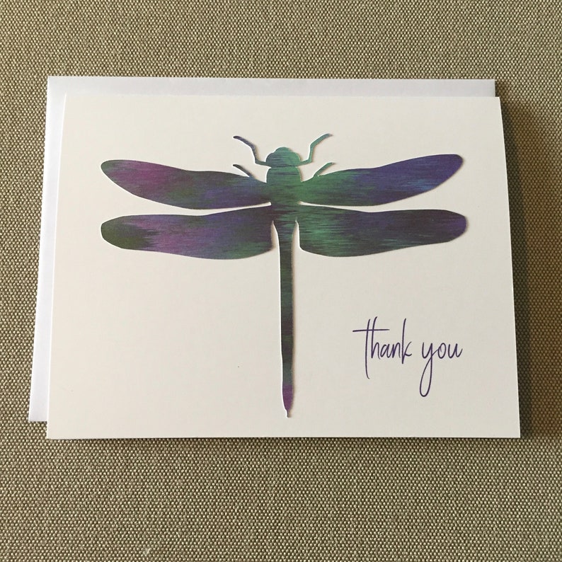 Set of 8 Thank You Card Set Blank Dragonfly Thank You Note Cards Thank You Notecards Dragonfly Thank You Cards