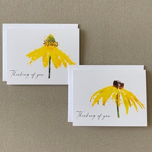 Watercolor Print Flower Thinking of You Cards, Blank Flower Thinking of You Note Cards, Thinking of You Card Set, Set of 10