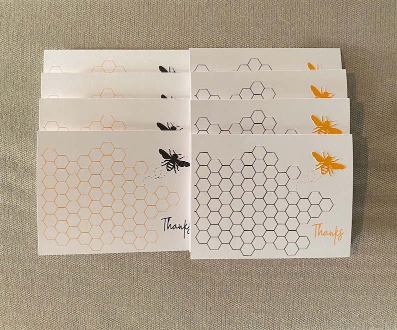 Thank You Notecards Thank You Card Set Bee Thank You Cards Blank Bee Thank You Note Cards Set of 8