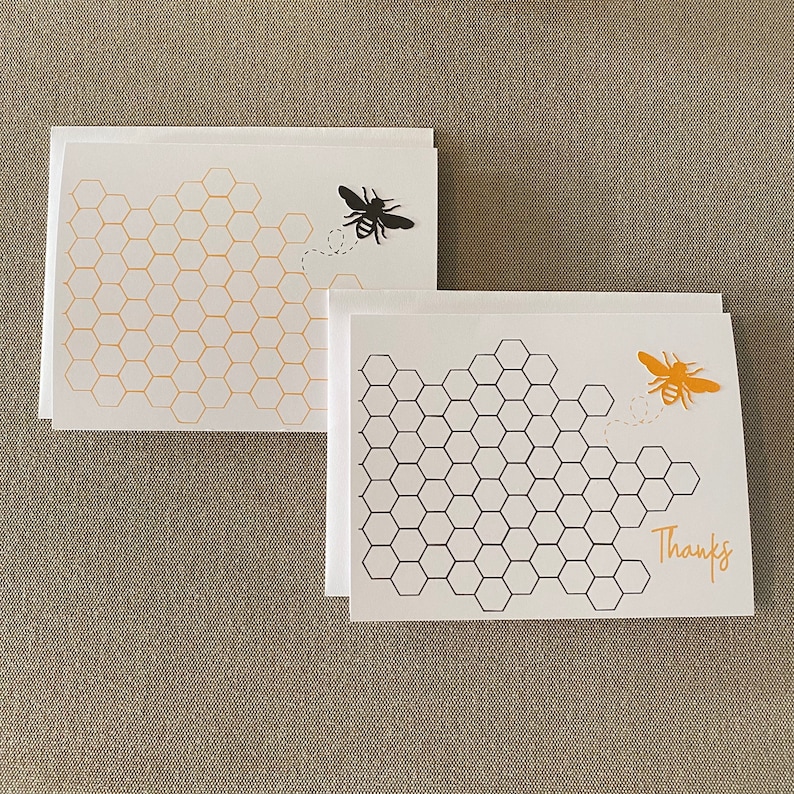 Thank You Notecards Thank You Card Set Bee Thank You Cards Blank Bee Thank You Note Cards Set of 8