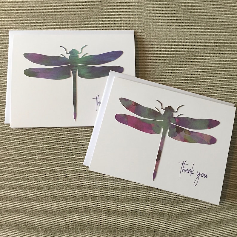 Set of 8 Thank You Card Set Blank Dragonfly Thank You Note Cards Thank You Notecards Dragonfly Thank You Cards