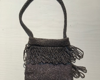 Vintage 1930's Steel Beaded Fringe Evening Purse