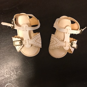Vintage, Infant Girls, White Sandals, Leather, 1980, Size 1