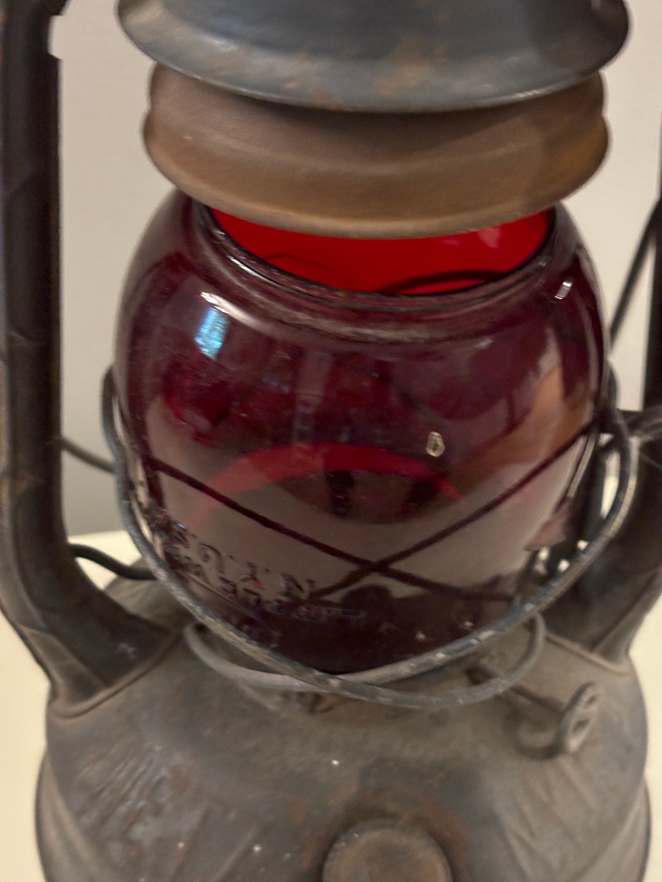 Vintage Dietz Little Wizard Oil Lantern: Red Glass Railroad