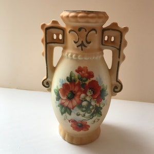 Vintage Victorian, Hand Painted, Porcelain Vase, Made in Czechoslovakia, 1940&#39;s