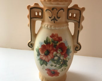 Vintage vittoriano, Dipinto a mano, Vaso di porcellana, Made in Cecoslovacchia, 1940