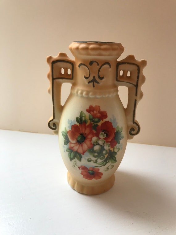 Vintage Victorian, Hand Painted, Porcelain Vase, Made in