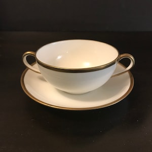 Vintage, Noritake, Nippon, Goldena, Porcelain Soup Bowl and Saucer Set, 1911