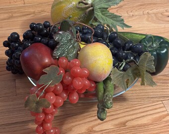 Vintage Artificial Fruit Assortment 12 Life Like Pieces, Centerpiece Display