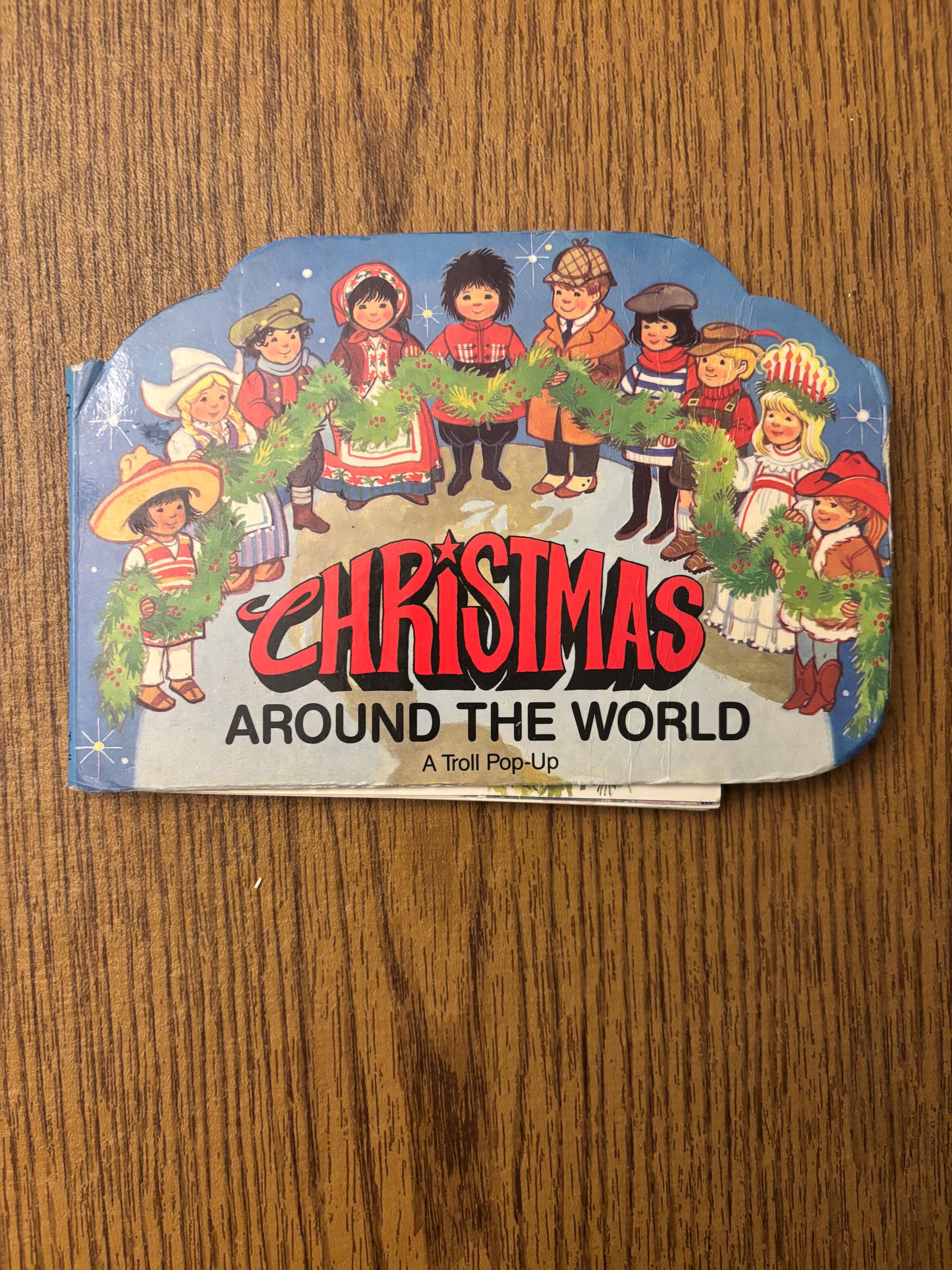 Vintage Christmas Pop up Book, Christmas Around the World, A Troll