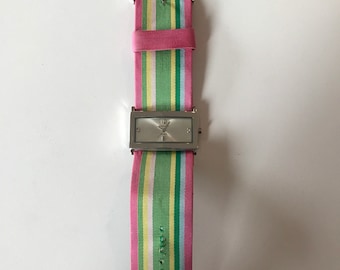 Vintage 7 West Watch: Stainless Steel, Colorful Band