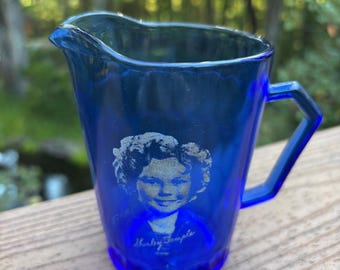 Vintage Hazel Atlas Shirley Temple, Cobalt Blue, Collectible Glass