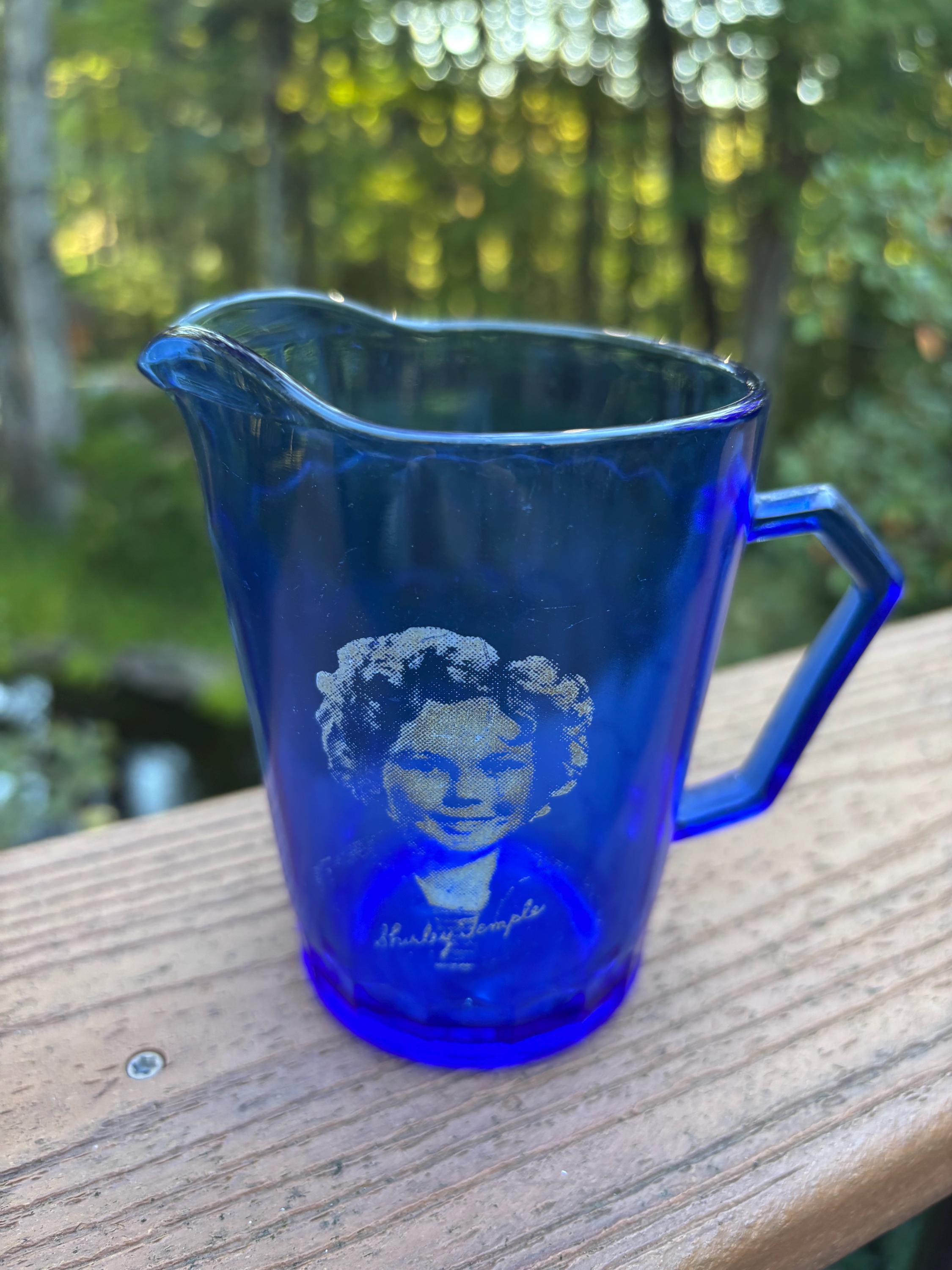 Vintage Hazel Atlas Shirley Temple, Cobalt Blue, Collectible Glass