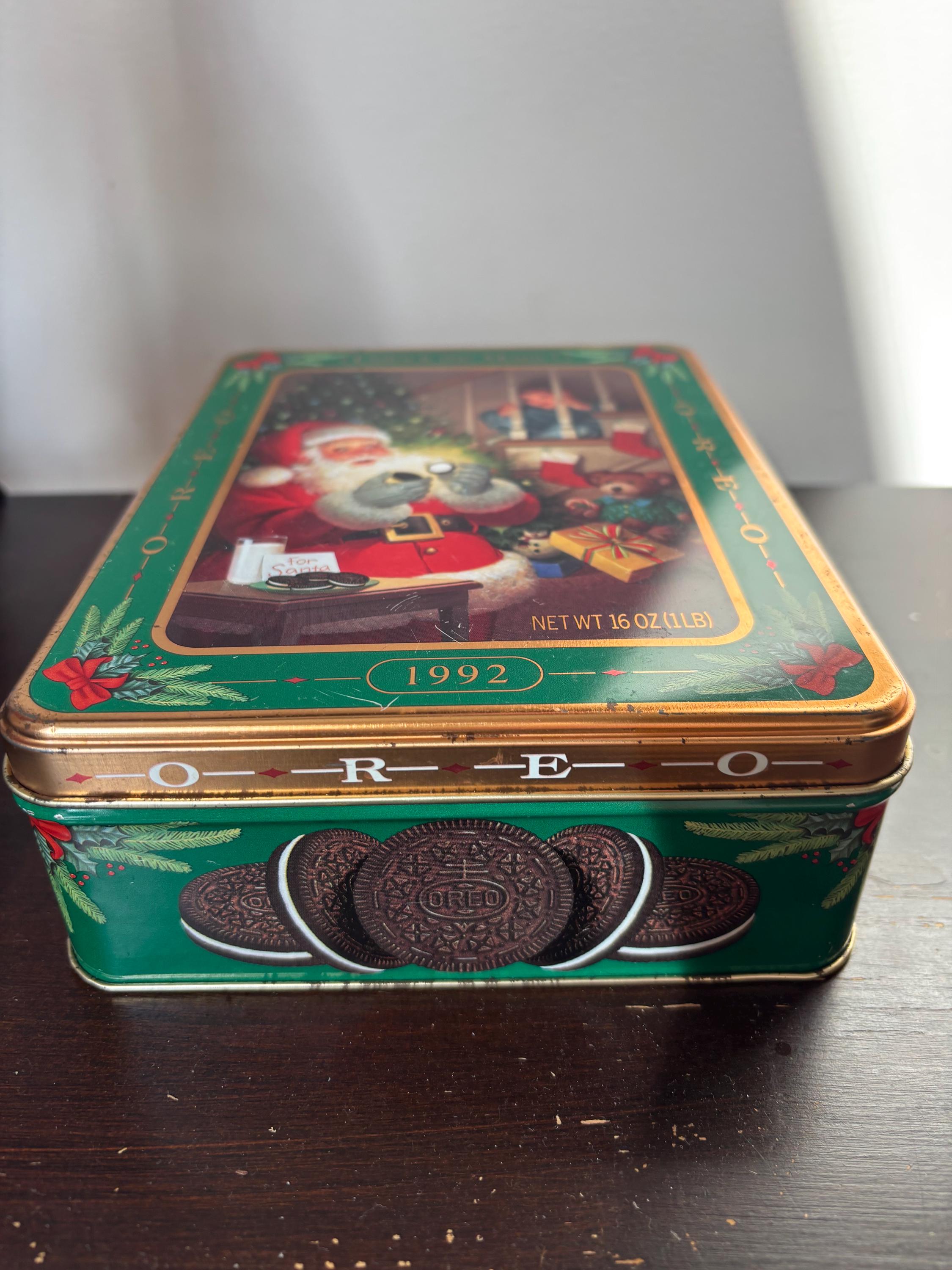 Vintage Collectible Oreo Christmas Tin, Christmas Container, 1992