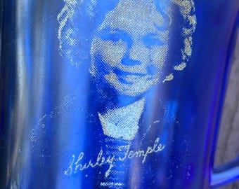 Vintage Hazel Atlas Shirley Temple, Cobalt Blue, Collectible Glass