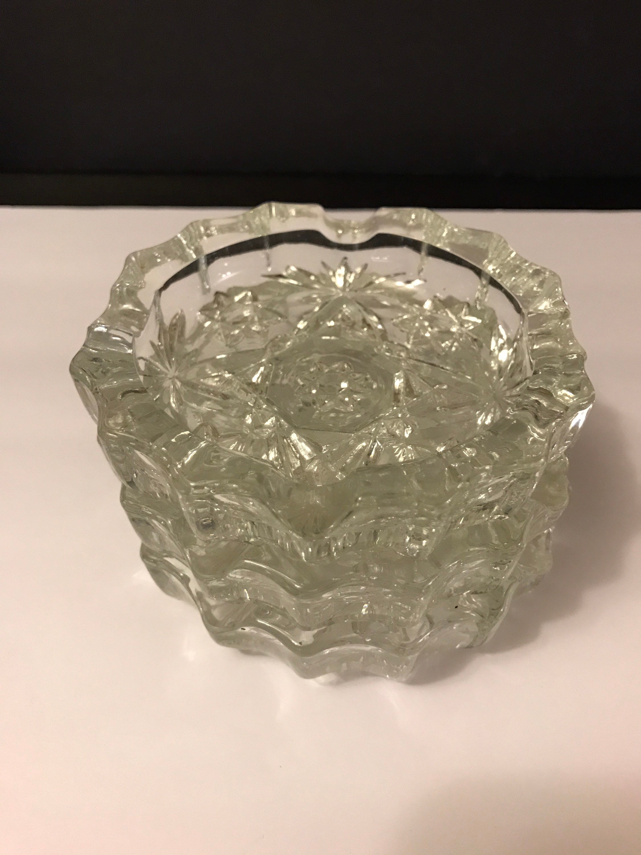 Anchor Hocking Vintage Prescut Clear Glass Ashtrays Set of Etsy