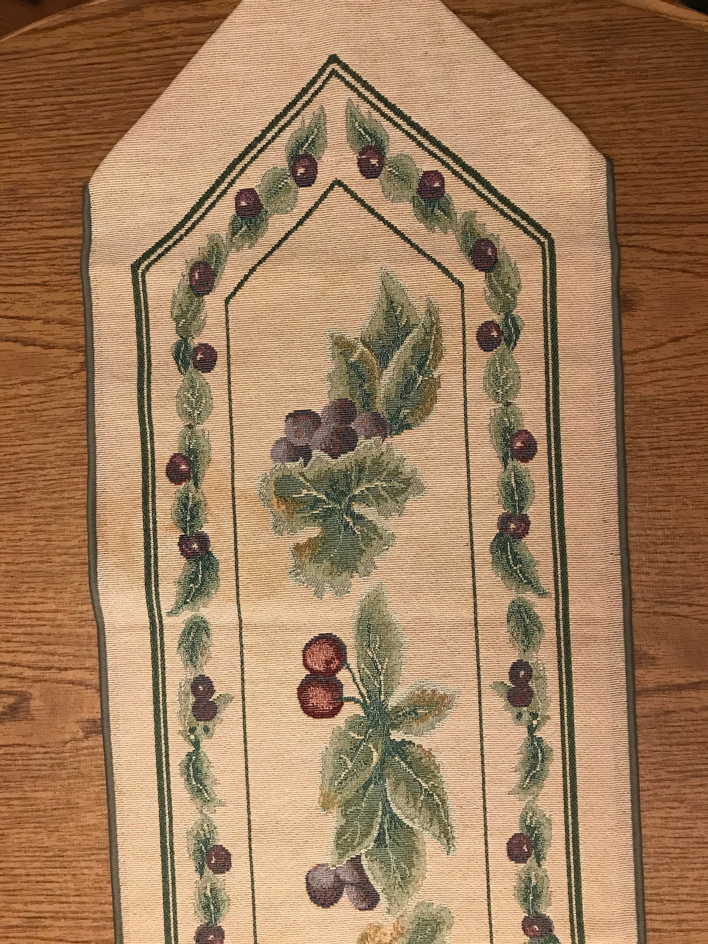 Vintage Tapestry Table Runner Fruit Motif Table Runner Etsy