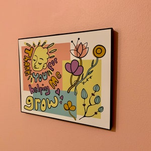 Presente de dia das mães, impressão artística, decoração de primavera, meados do século, flores da primavera, presente para cuidador, obrigado por me ajudar a crescer, impressão artística de flores