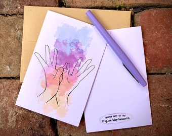 Rainbow Yoga Lotus Mudra - Two Fold Thank You Card Bundles- (handmade card for appreciation, thanks, missing you, invitation, birthday)