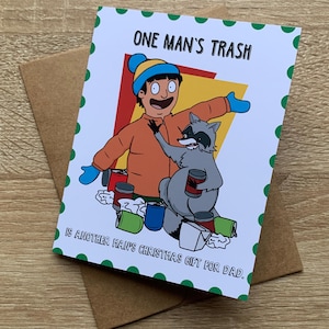 Gene Belcher - Bob’s Burgers Weihnachtskarte, witzige süße Weihnachtskarte, Chanukka, Kunstdruck, Nerdy Geschenk, kleiner König Trash Mund, Waschbär