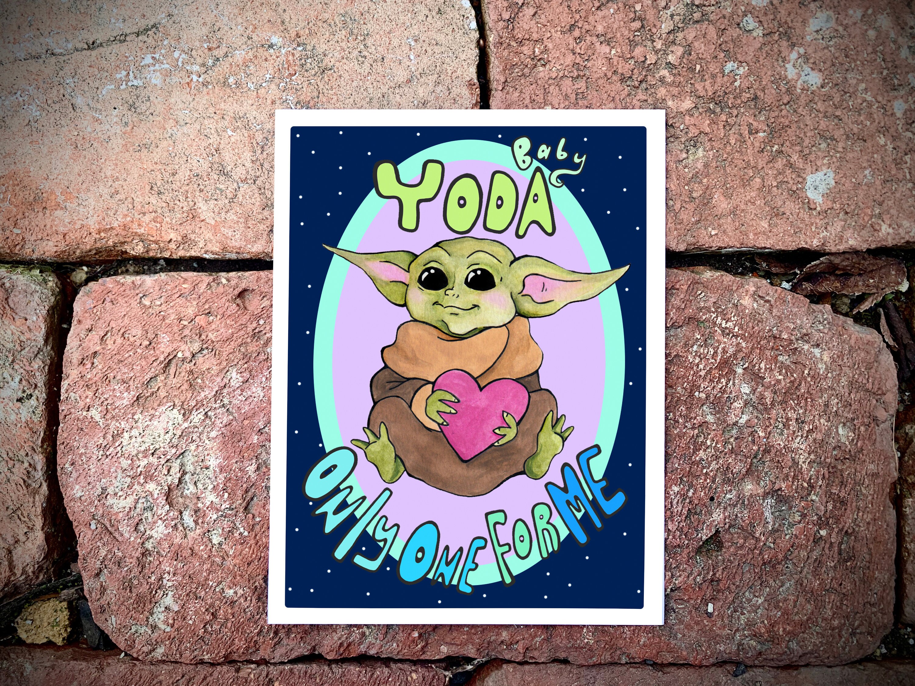 Baby Yoda Valentine's Day Card Star Wars Gift 4x5 Etsy