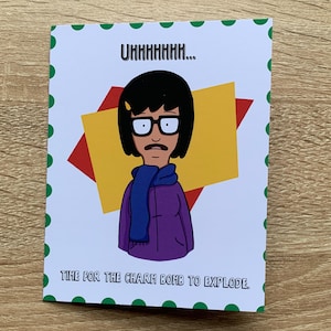 Tina Belcher - Cartão de Natal Bob's Burgers, Cartão de Natal Engraçado e Fofo, Hanukkah, Impressão Artística, Presente Nerd, Estranho, Presente de Natal
