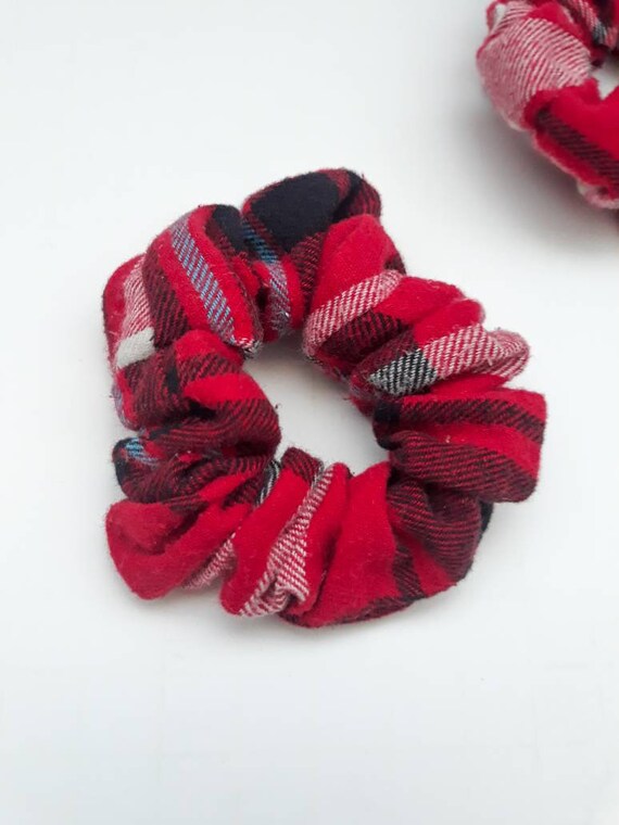 Flannel Scrunchie Red Flannel Scrunchie Hair Tie Hair Etsy