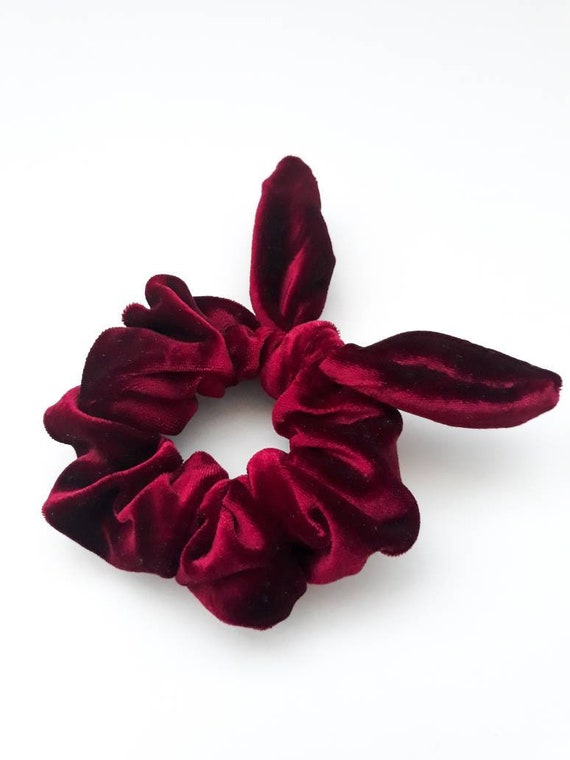 pink red velvet scrunchies Velvet hair elastic bands black