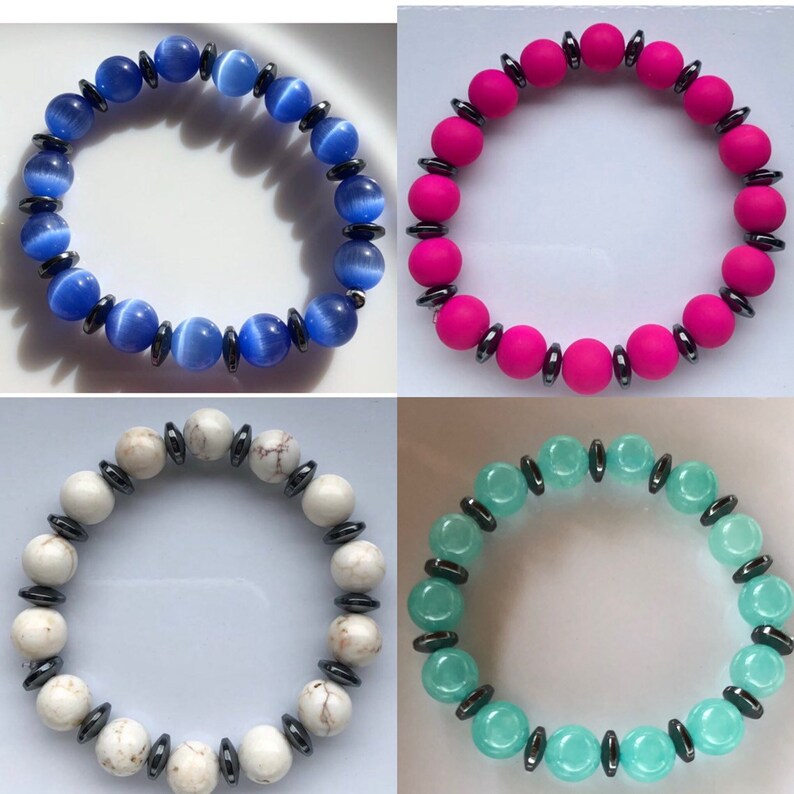 Blue Sapphire Bracelet,Womens Bracelet,Turquoise Howlite,Beaded Bracelet White Howlite,Mens bracelet Anniversary gift,Turquoise Birthstone