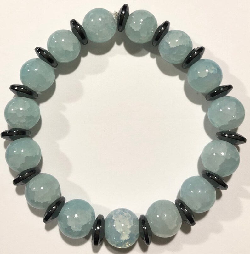 Blue Sapphire Bracelet,Womens Bracelet,Turquoise Howlite,Beaded Bracelet White Howlite,Mens bracelet Anniversary gift,Turquoise Birthstone