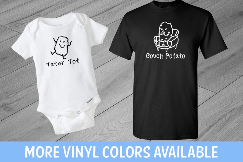 Couch Potato Tater Tot Dad and Baby Matching White Shirt