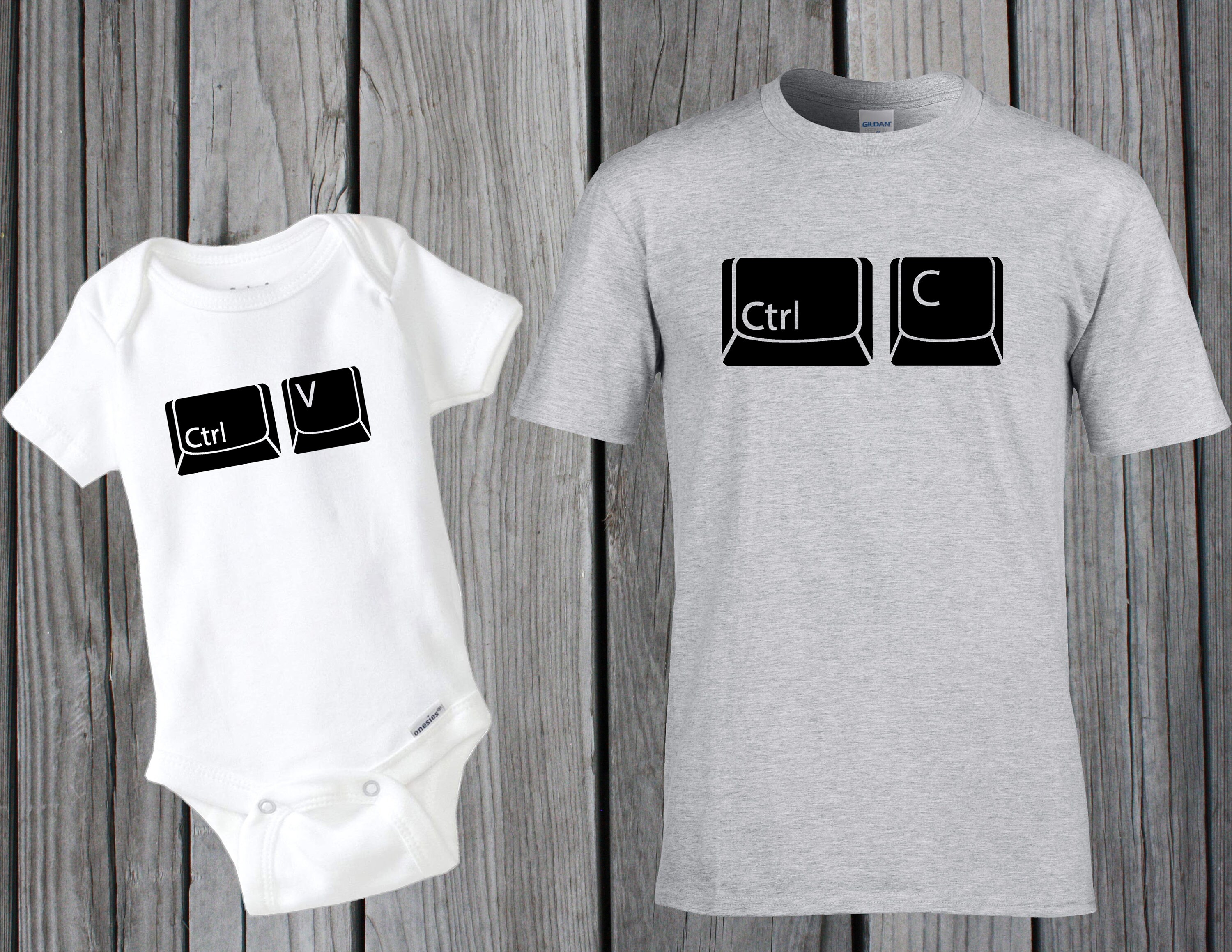 Matching Dad Pint T Shirt and Baby Half Pint Onesie White