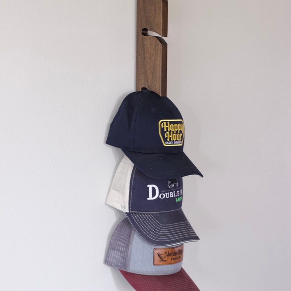 Mini Woodstock Hat Rack for Baseball Caps - 4 Hat Display - Holds 4 Hats - Color options in stock are listed.