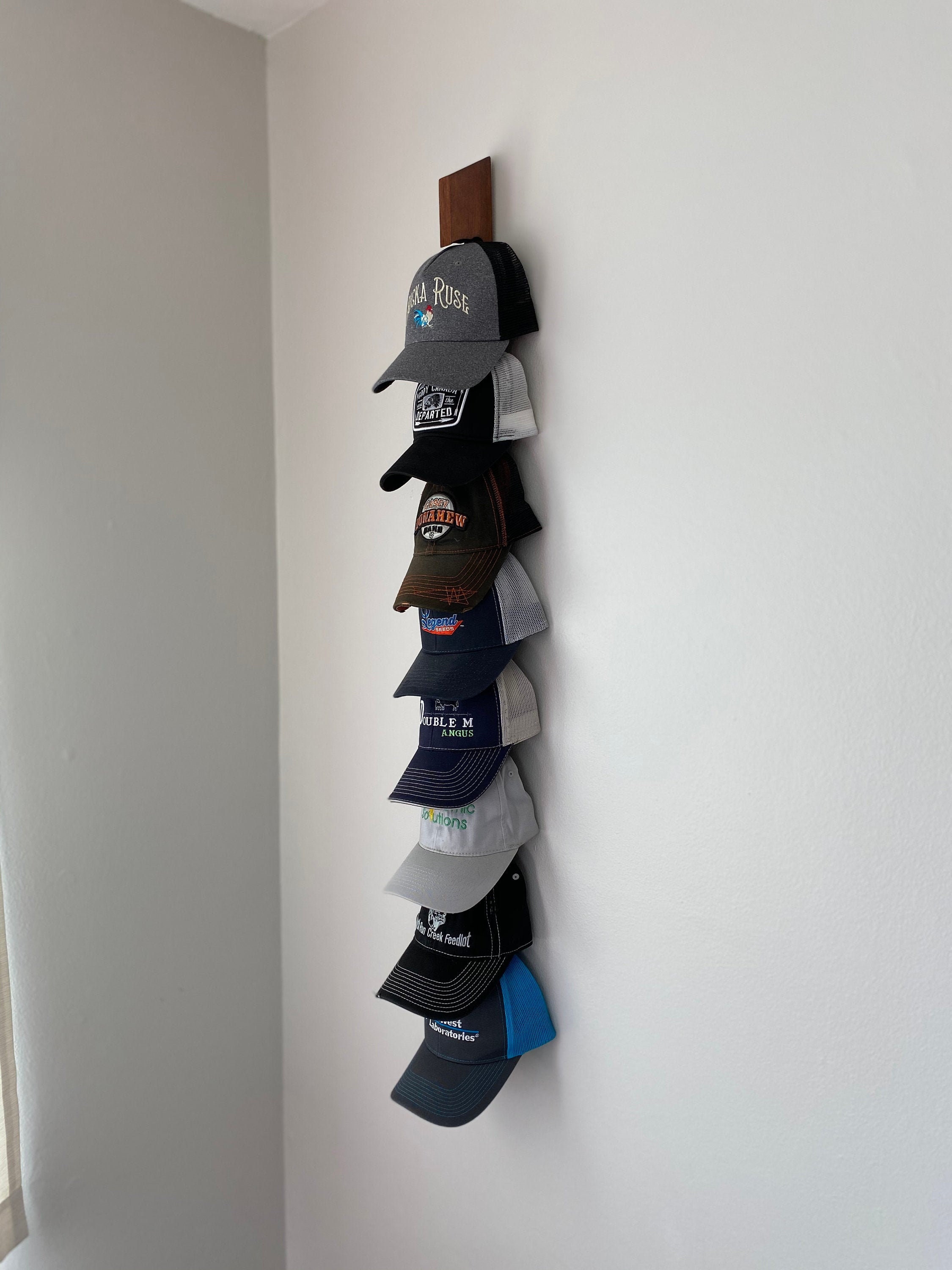 Wood Cap Display Wall Rack - holds up to 30 hats