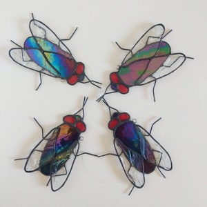 House Fly Stained Glass Suncatcher. Cute Fly. Insect Art. Bug Collector. Window Decor. Canada. Handmade. Iridescent glass