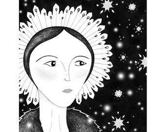Snow Queen A5 print, from Foxfire, Wolfskin by Sharon Blackie