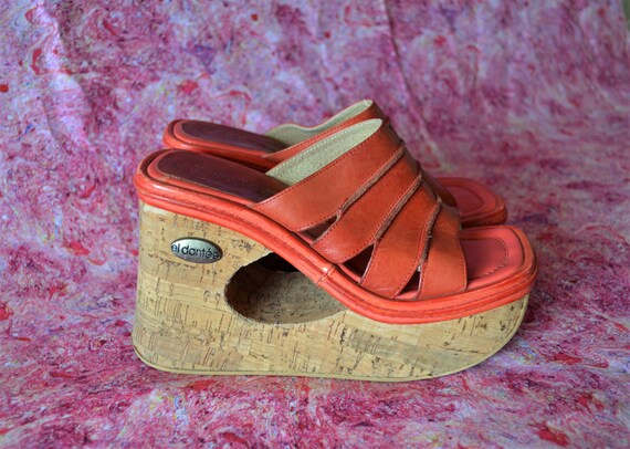 EL DANTÉS Spain Red Leather Square toe Arty Platfo