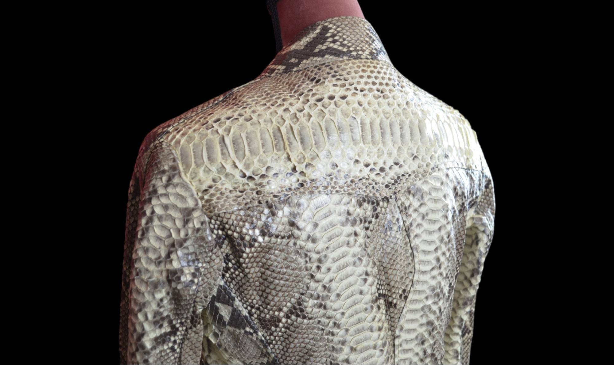 Vintage Late 90s 00s Natural Python Leather Glam Rock Moto Design ...