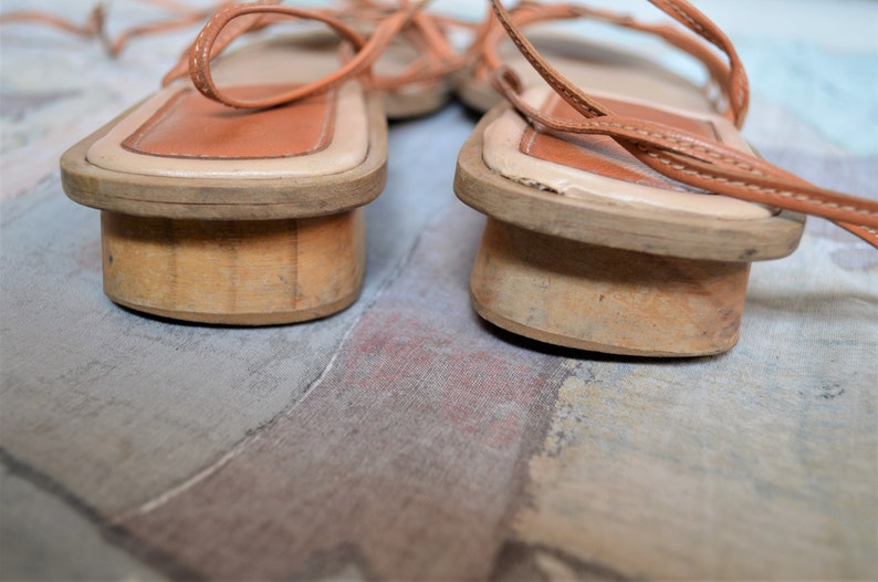 brown ankle tie sandals