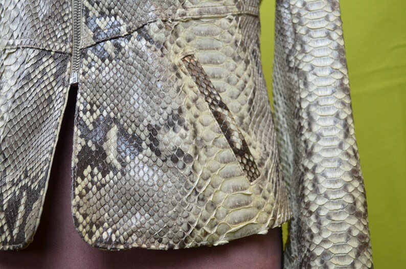Vintage Late 90s 00s Natural Python Leather Glam Rock Moto - Etsy