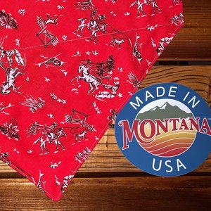 Rodeo Pet Bandana ~ FREE SHIPPING ~ Only Larger Sizes Left~ Your Pet's Collar Slips Over ~ Cowboy Cowgirl Dog ~ Made in Montana!