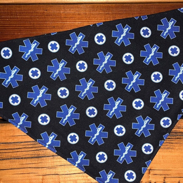 Service Dog Bandana, Collar Easily Slips Thru, Medical Emblem Fabric, Made in Montana, Ready to Ship!, Assistedly Made by Special Olympians