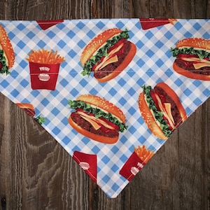 Cheeseburger Pet Bandana ~ FREE SHIPPING ~ Your Pet's Collar Slips Thru ~ Made in Montana!