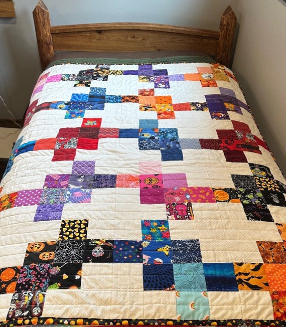 Crossword Cozy Quilt Reversible ~ Fall Themed Colors ~ FREE SHIPPING ~ Joyfully Packaged by Special Olympic Athletes ~ Ready to Go