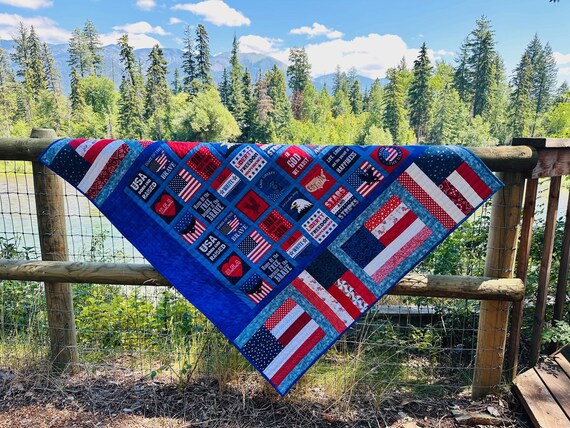 American Pride Quilt ~ FREE SHIPPING ~ 56 x 64 ~ Joyfully Packaged by Special Olympic Athletes